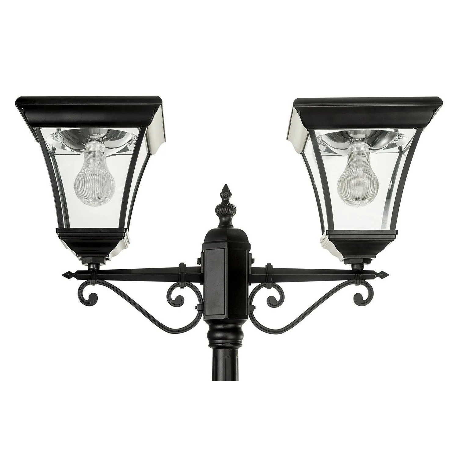 Double Head LED Post Light 12w IP44 in Black (Curved/Straight) Solar Lighting Direct