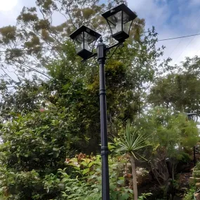 Double Head LED Post Light 12w IP44 in Black (Curved/Straight) Solar Lighting Direct