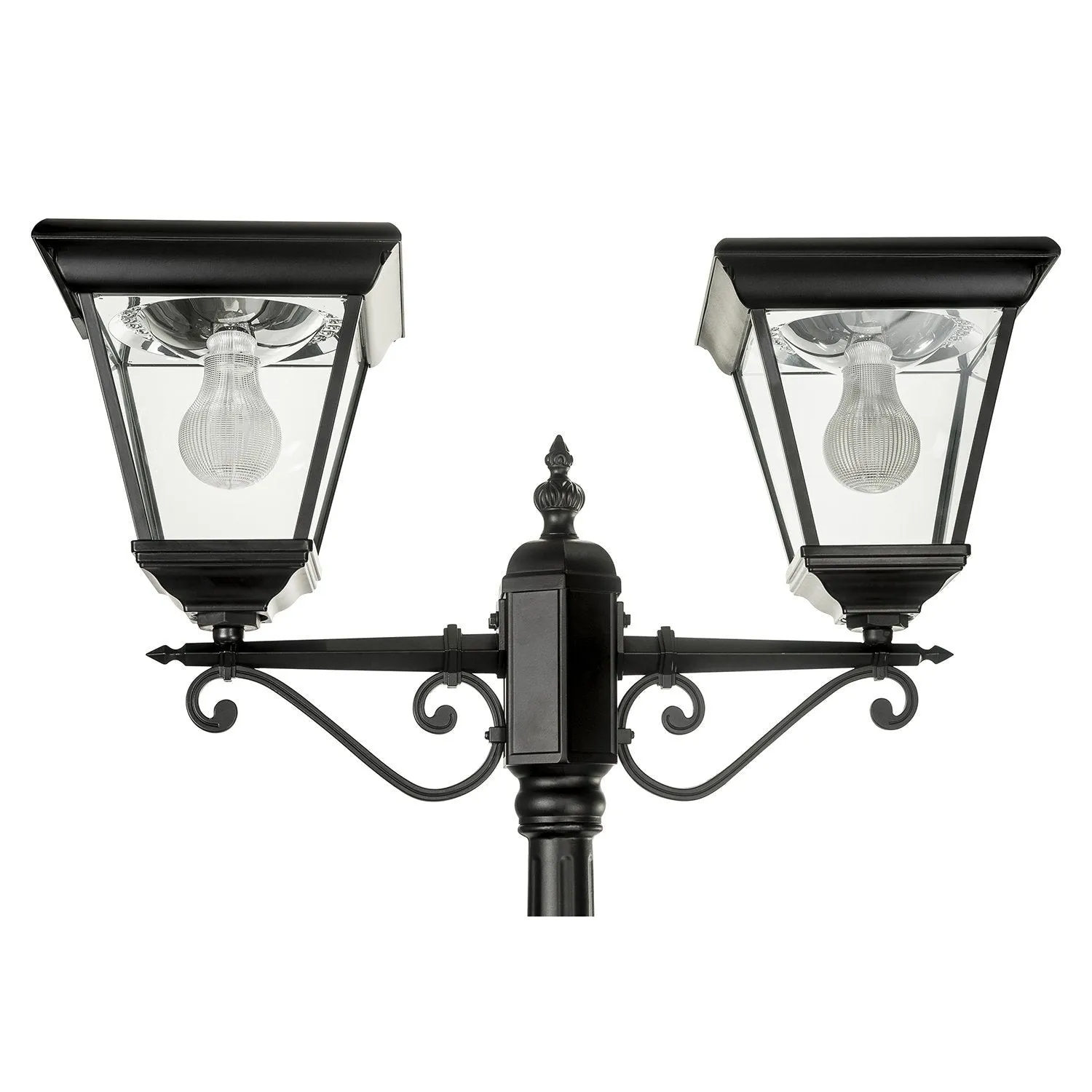 Double Head LED Post Light 12w IP44 in Black (Curved/Straight) Solar Lighting Direct