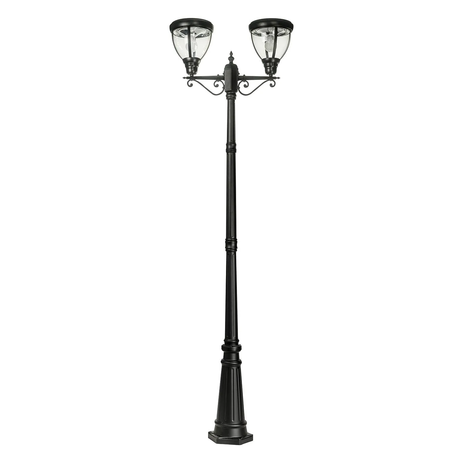 Double Head LED Post Light 12w IP44 in Black Solar Lighting Direct