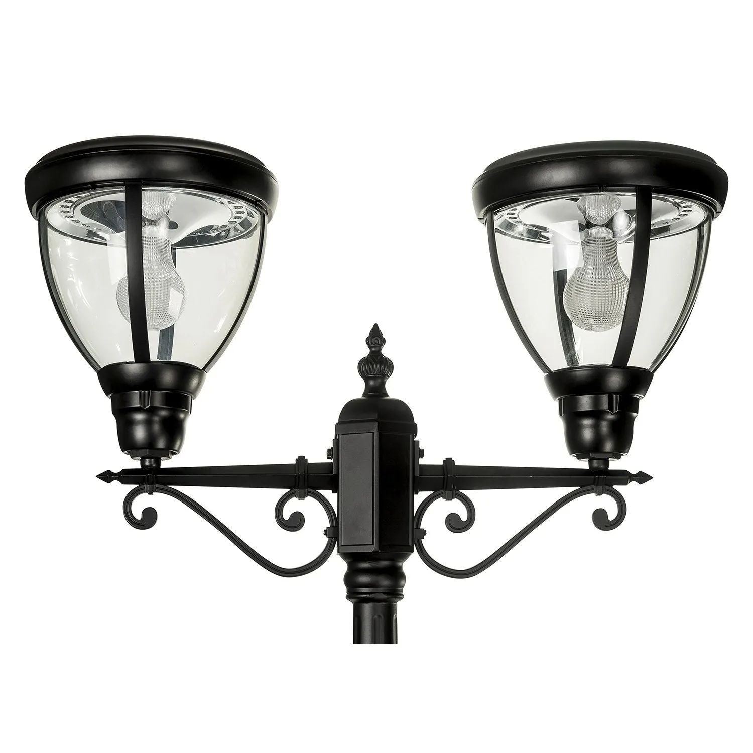 Double Head LED Post Light 12w IP44 in Black Solar Lighting Direct