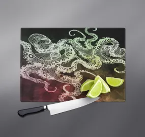 Fall Color Watercolor Octopus Cutting Boards