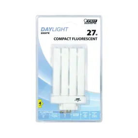 Feit Electric BPPL27F/65K Compact Fluorescent Bulb, 27 W, PL Lamp, GX10Q-4 Lamp Base, 1450 Lumens, 6500 K Color Temp