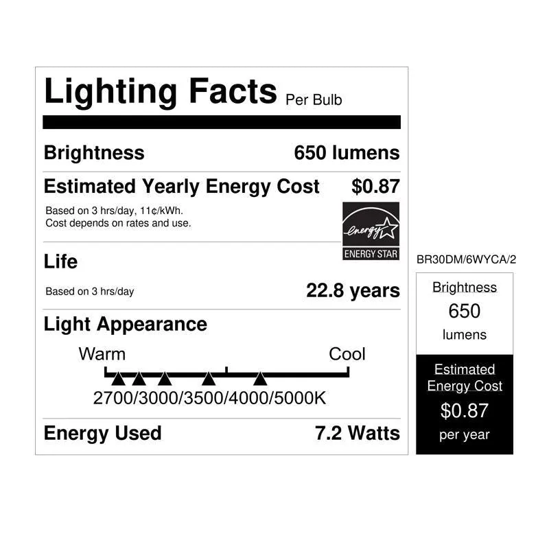 Feit LED BR30 E26 (Medium) LED Bulb Tunable White/Color Changing 65 Watt Equivalence 2 pk