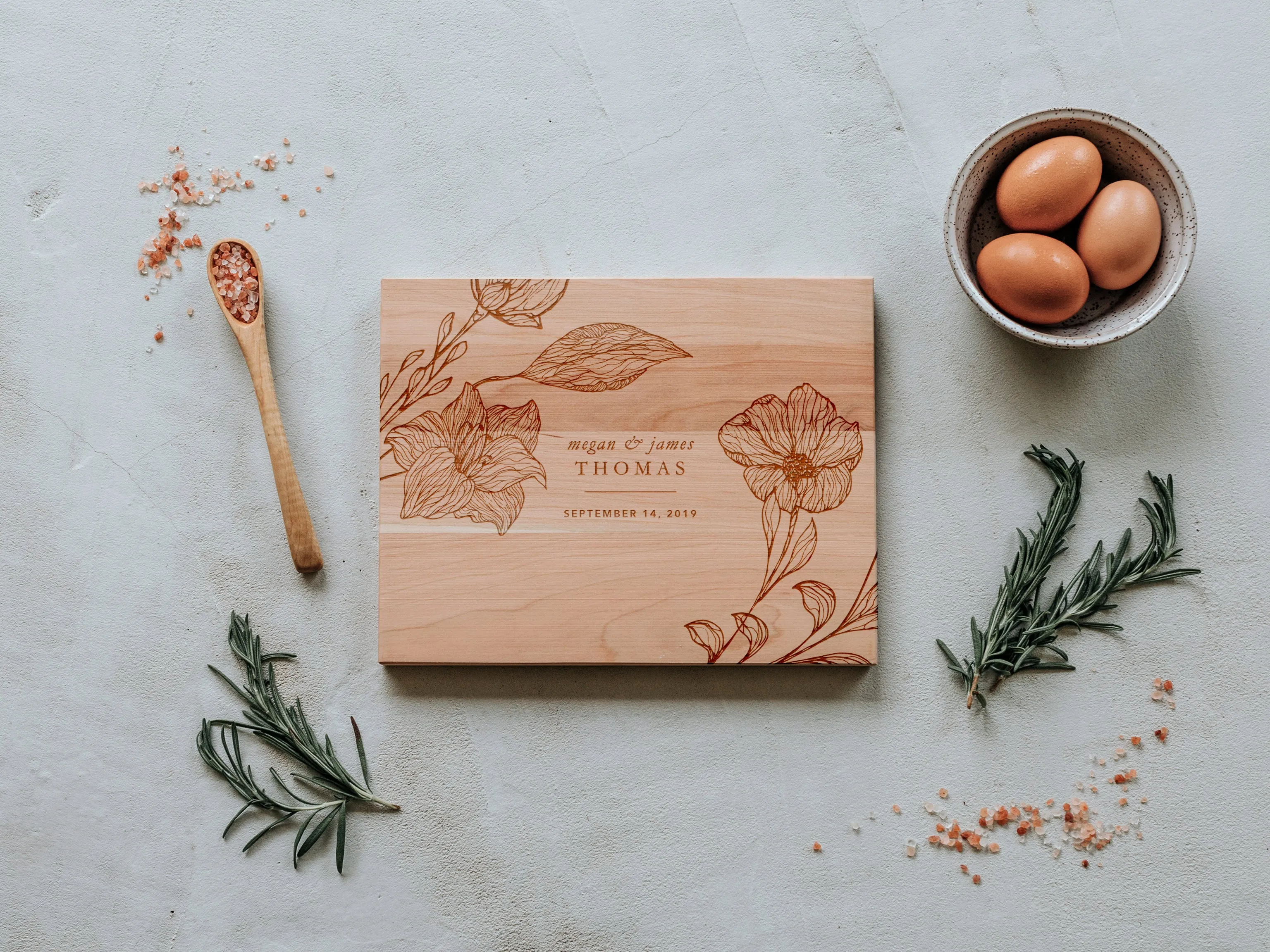 Floral Corners Custom Engraved Handmade Cutting Board