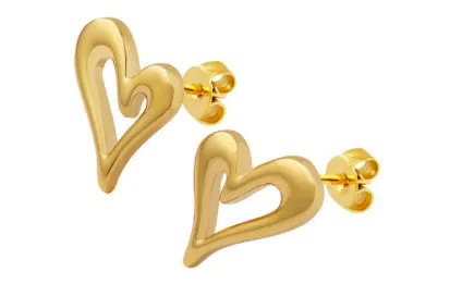 Gold SS Cutout Heart Posts