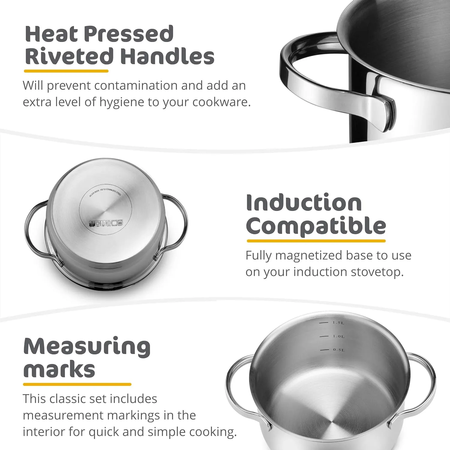 GOURMEX Stainless Steel Induction Stockpot