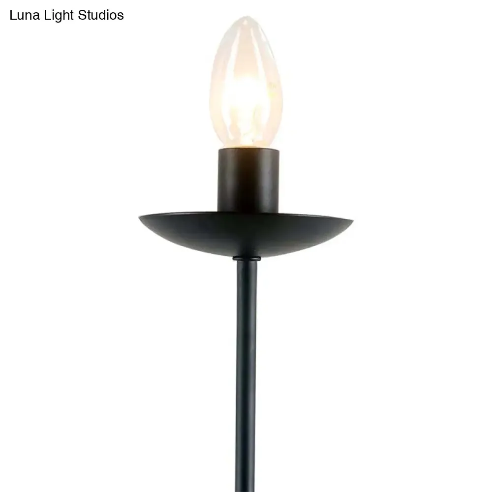 Industrial Style Black Finish Wall Sconce Light – Candle Design, Metal Mount, 1 Bulb