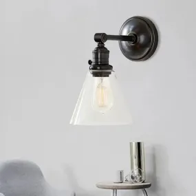 Industrial Wall Sconce with Clear Glass and Cone Shade