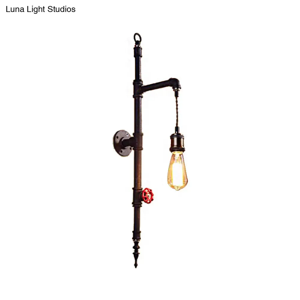 Industrial Wall Sconce with Rustic Metal Design and Pressure Gauge