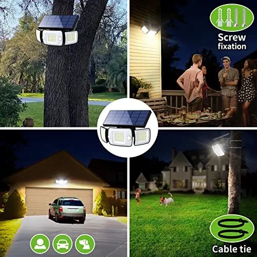 intelamp Solar Outdoor Lights,6000mAh Solar Motion Sensor Outdoor Lights with Dual Sensors,Waterproof Solar Flood Lights Outdoor Motion Sensor 270°Wide Angle Solar Lights for Outside with 3 Modes