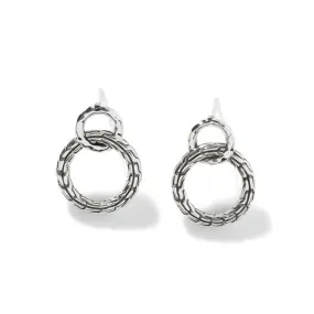 John Hardy Carved Chain Interlocking Earrings in Sterling Silver