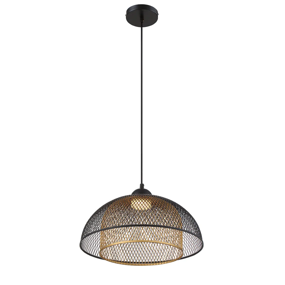 Kenmore 1-Light Pendant in Black & Gold