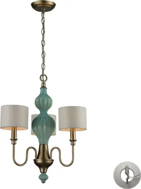 Lilliana 3 Light Chandelier In Seafoam and Aged Silver - Includes Recessed Lighting Kit