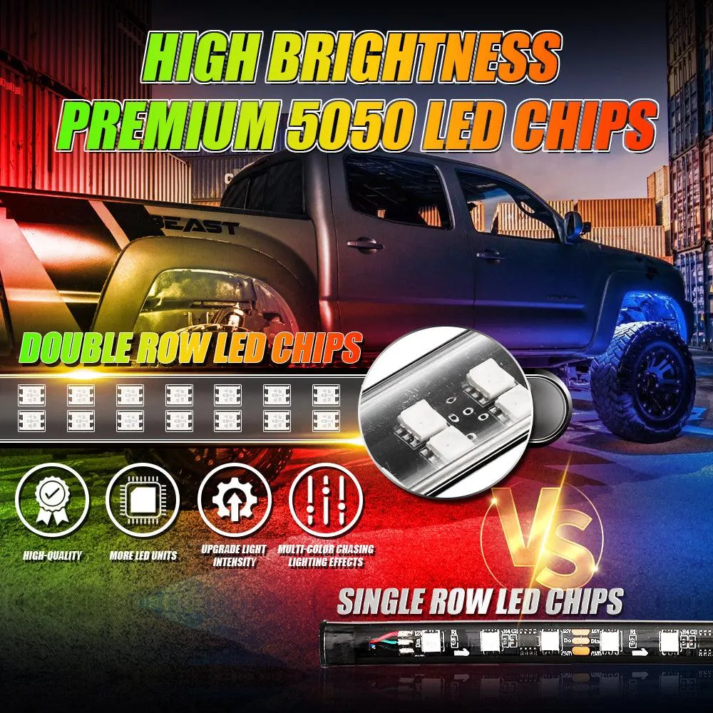 Magic Dream Color RGB Underglow Lights LED Strip Lights Kit with Bluetooth APP & Wireless Remote Control with Brake Light Function