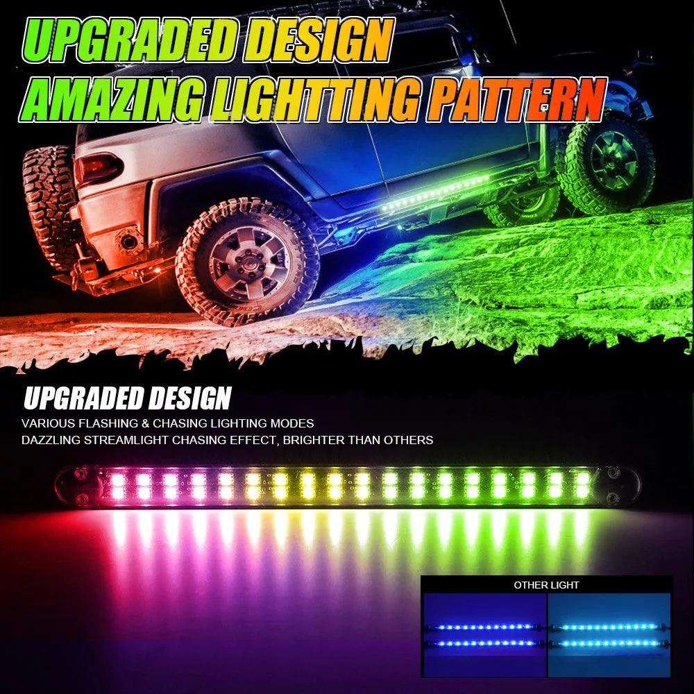 Magic Dream Color RGB Underglow Lights LED Strip Lights Kit with Bluetooth APP & Wireless Remote Control with Brake Light Function