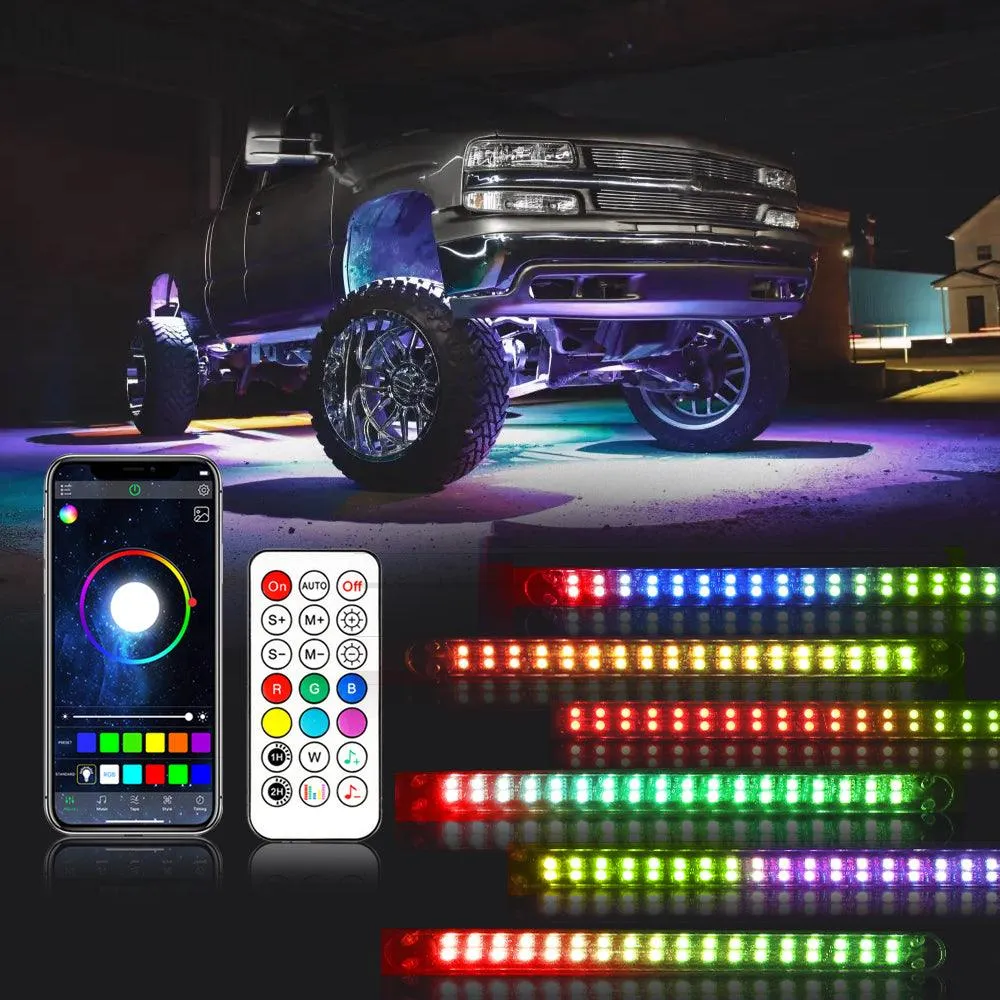 Magic Dream Color RGB Underglow Lights LED Strip Lights Kit with Bluetooth APP & Wireless Remote Control with Brake Light Function