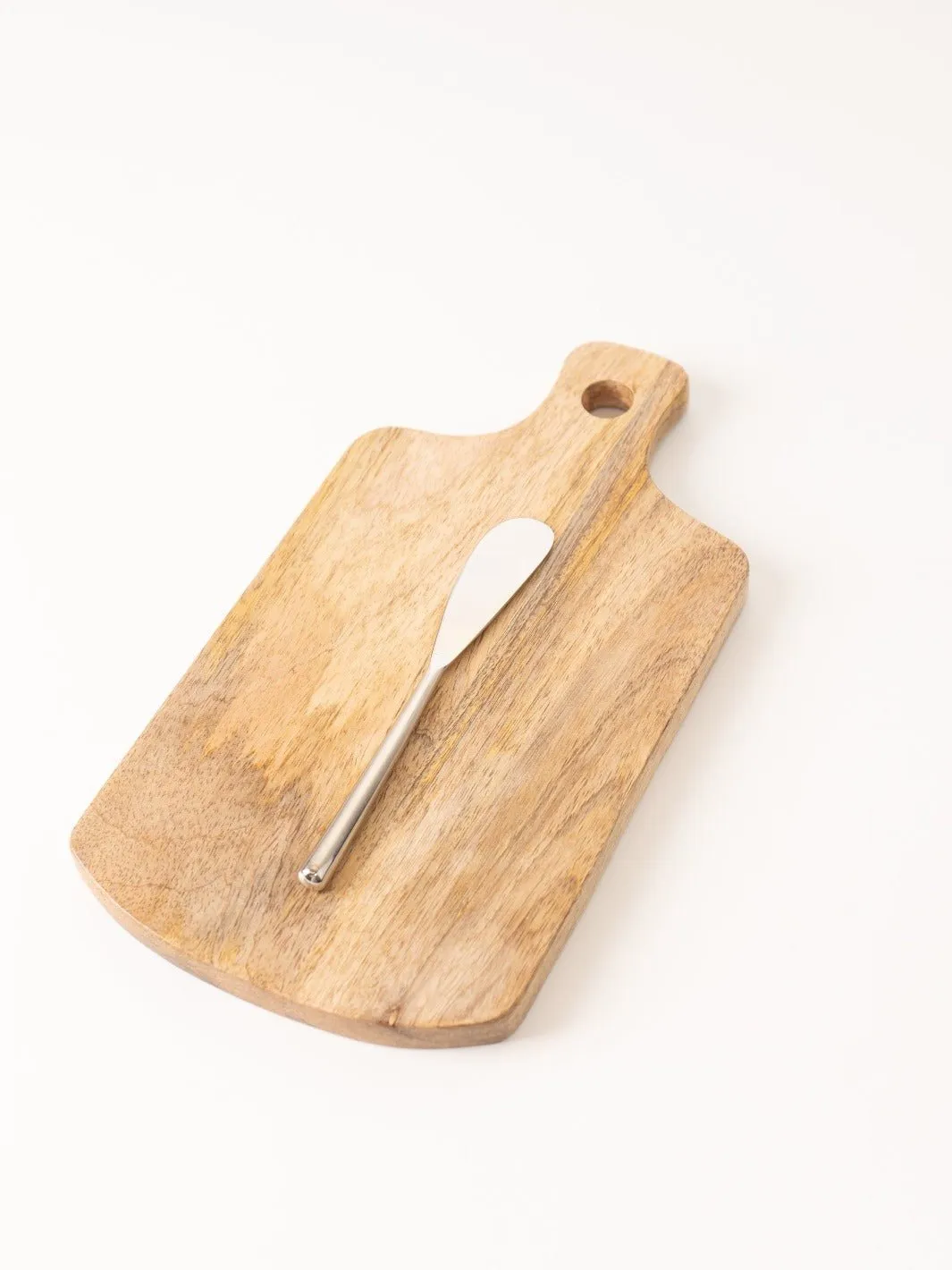 Mango Wood Cutting Board with Handle and Knife