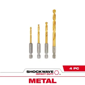 Milwaukee Shockwave 3/8 in. Titanium Red Helix Impact Drill Bit Set Hex Shank 4 pc