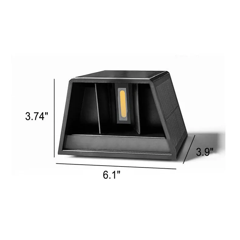 Modern Pure Black Geometric Plastic Solar LED Outdoor Waterproof Garden Wall Light