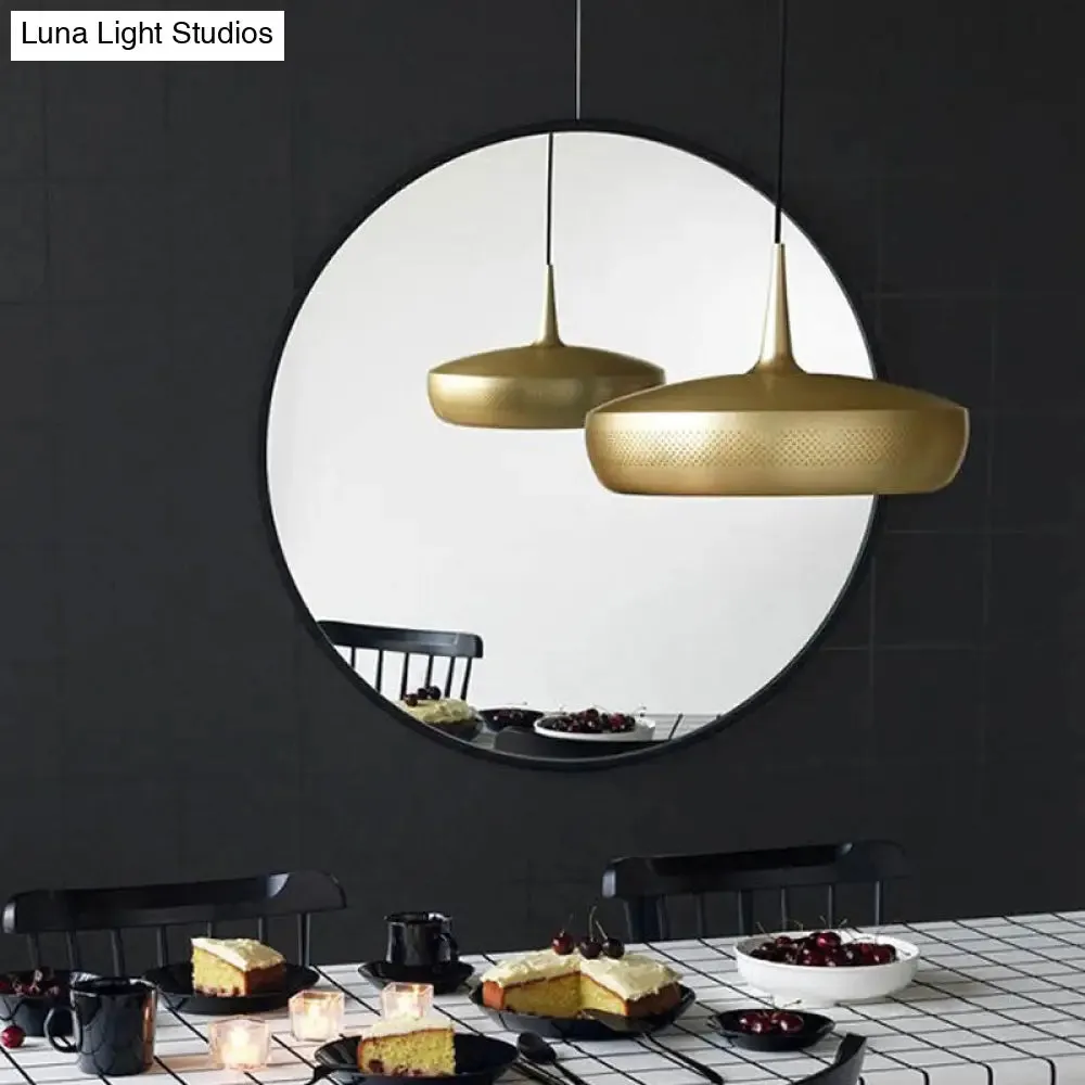 Modern Round LED Pendant Light for Dining Room - Metallic Suspension Fixture