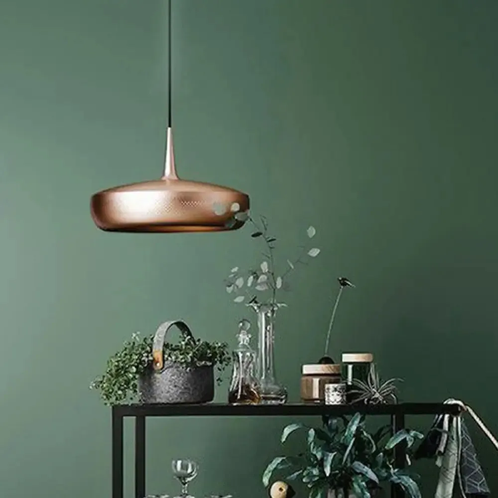 Modern Round LED Pendant Light for Dining Room - Metallic Suspension Fixture