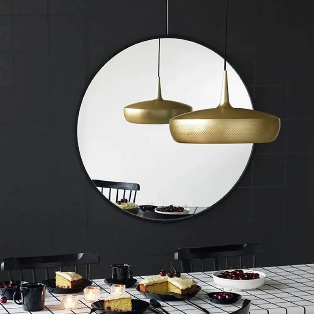 Modern Round LED Pendant Light for Dining Room - Metallic Suspension Fixture