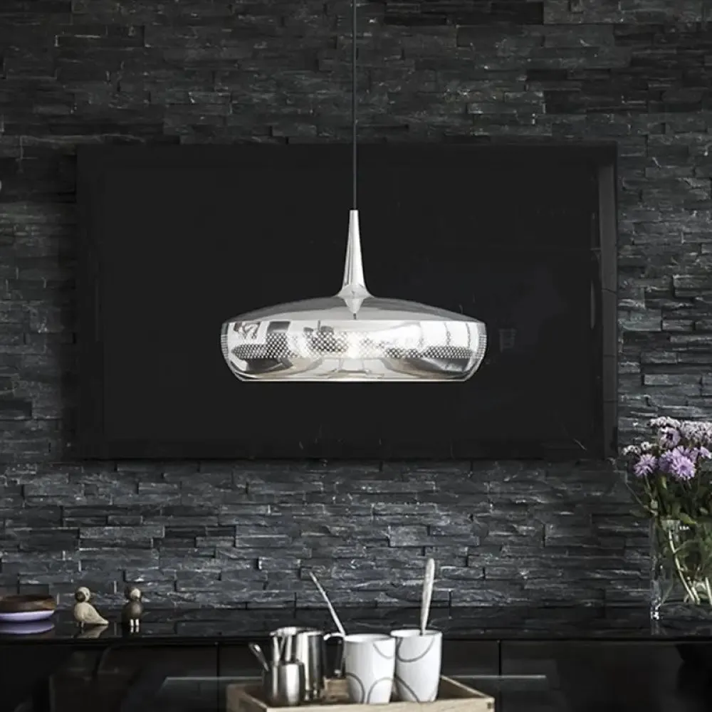 Modern Round LED Pendant Light for Dining Room - Metallic Suspension Fixture