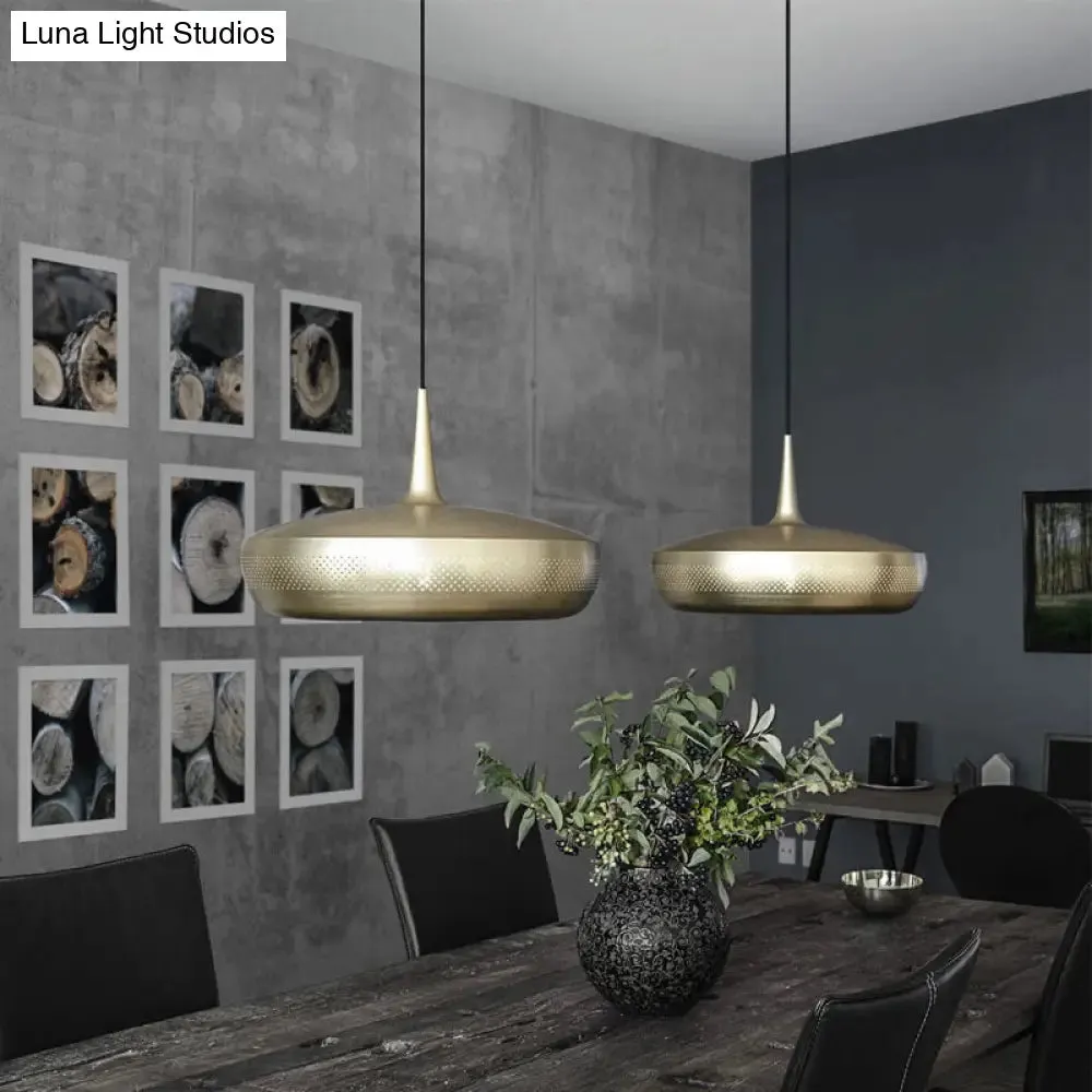 Modern Round LED Pendant Light for Dining Room - Metallic Suspension Fixture