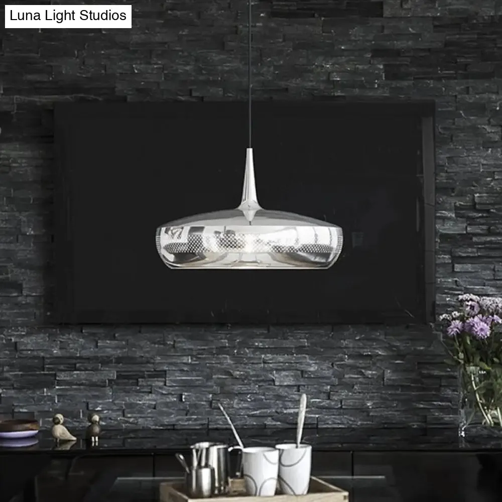 Modern Round LED Pendant Light for Dining Room - Metallic Suspension Fixture