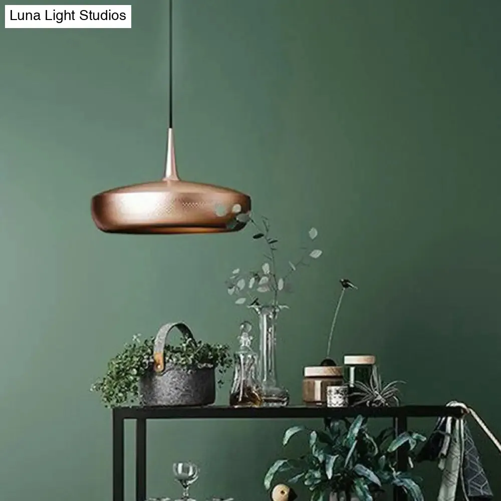 Modern Round LED Pendant Light for Dining Room - Metallic Suspension Fixture