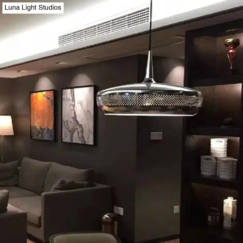 Modern Round LED Pendant Light for Dining Room - Metallic Suspension Fixture