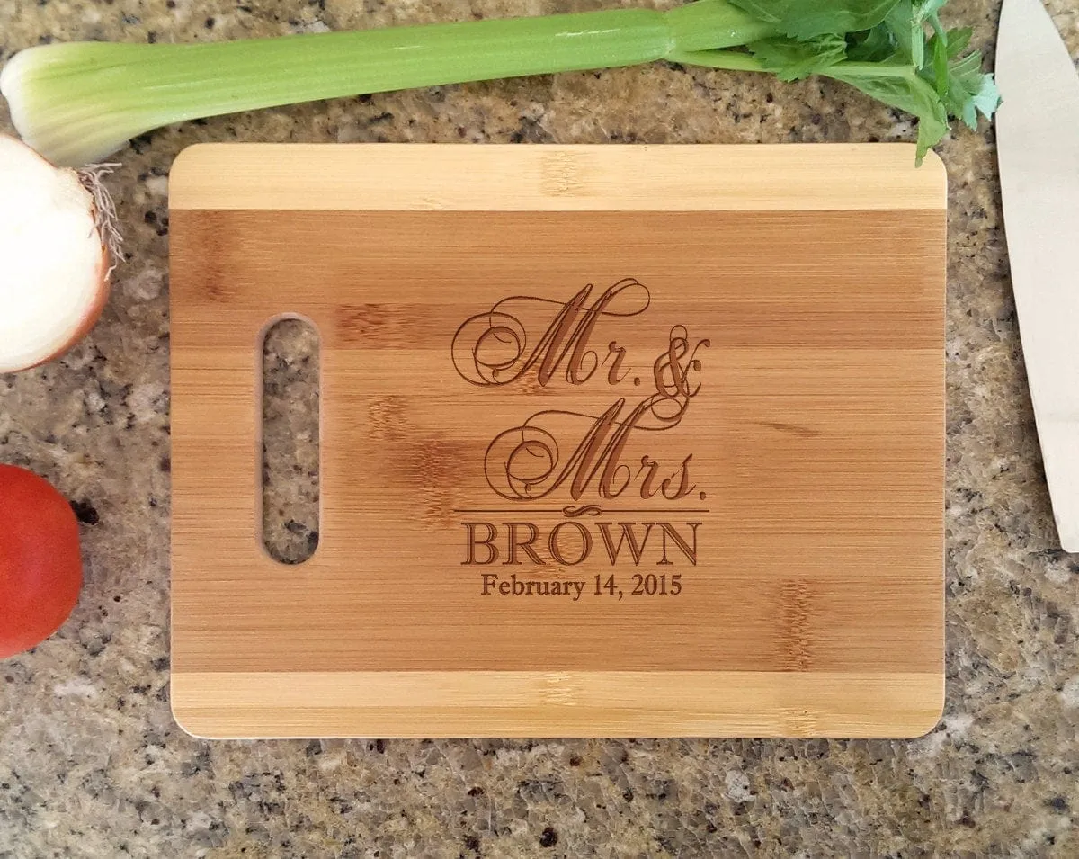 Mr Mrs Couple Personalized Cutting Board Laser Engraved Bamboo Cutting Board For Wedding Gift Anniversary Gift Couples First Christmas gift