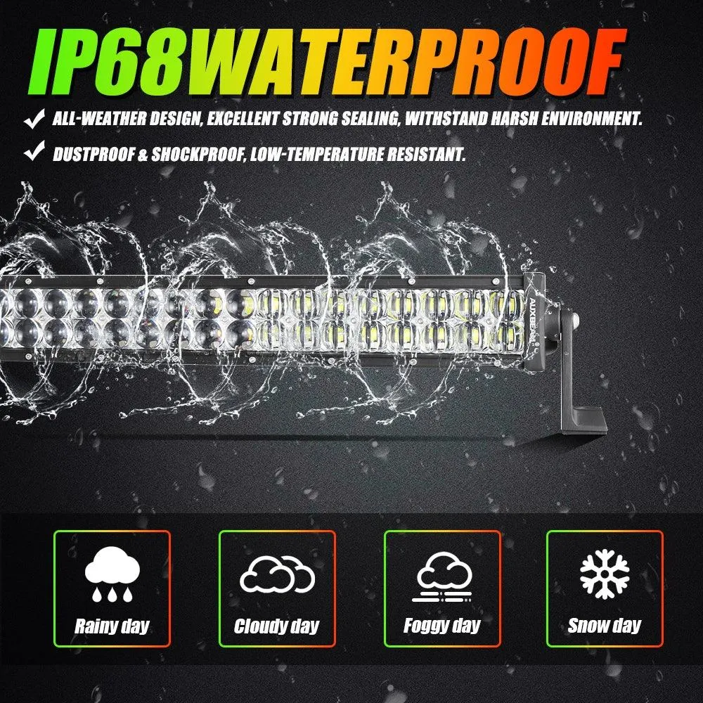 New 22 Inch V-PRO Series Straight RGBW Color Changing Off Road Led Light Bar & RGB LED Rock Light Set Combo