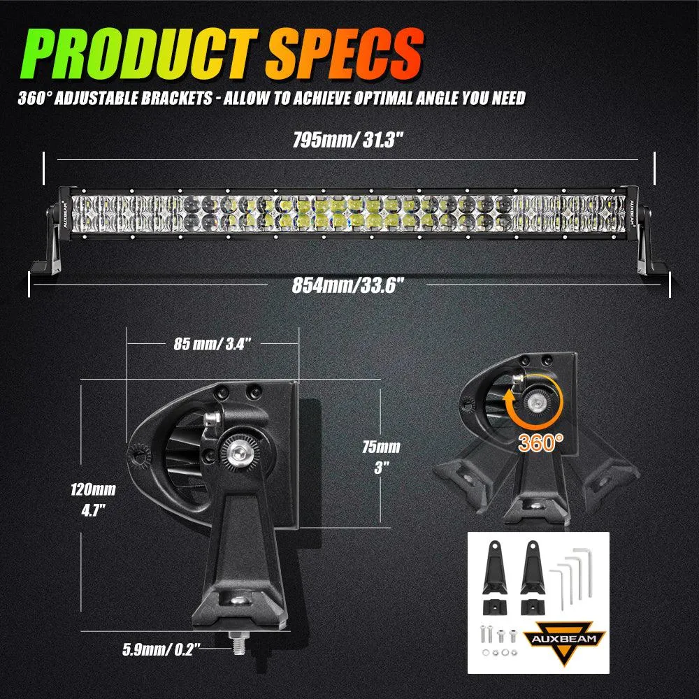 New 32 Inch V-PRO Series Straight RGBW Color Changing Off Road Led Light Bar & RGB LED Rock Light Set Combo