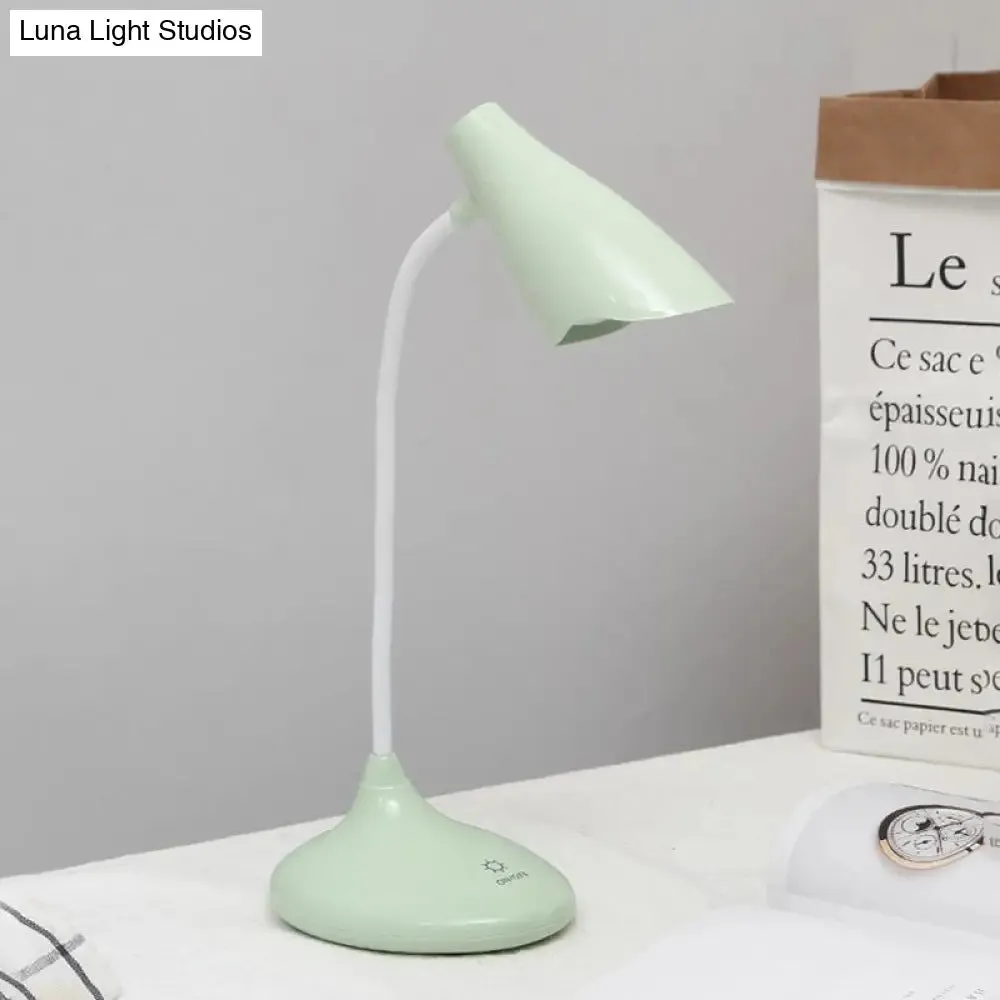 Nordic Bell-shaped LED Desk Lamp: Touch-Sensitive with USB Charging Port, Blue/Green/Pink/White