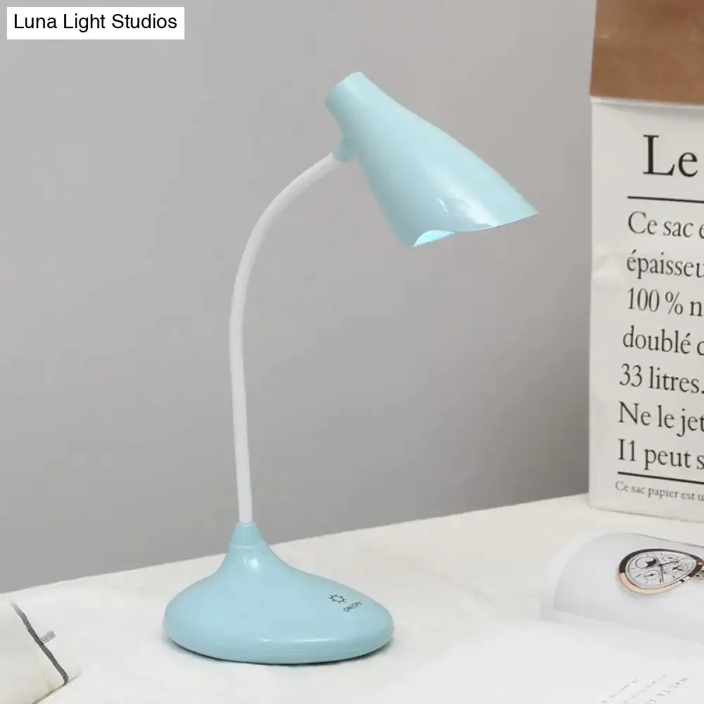 Nordic Bell-shaped LED Desk Lamp: Touch-Sensitive with USB Charging Port, Blue/Green/Pink/White