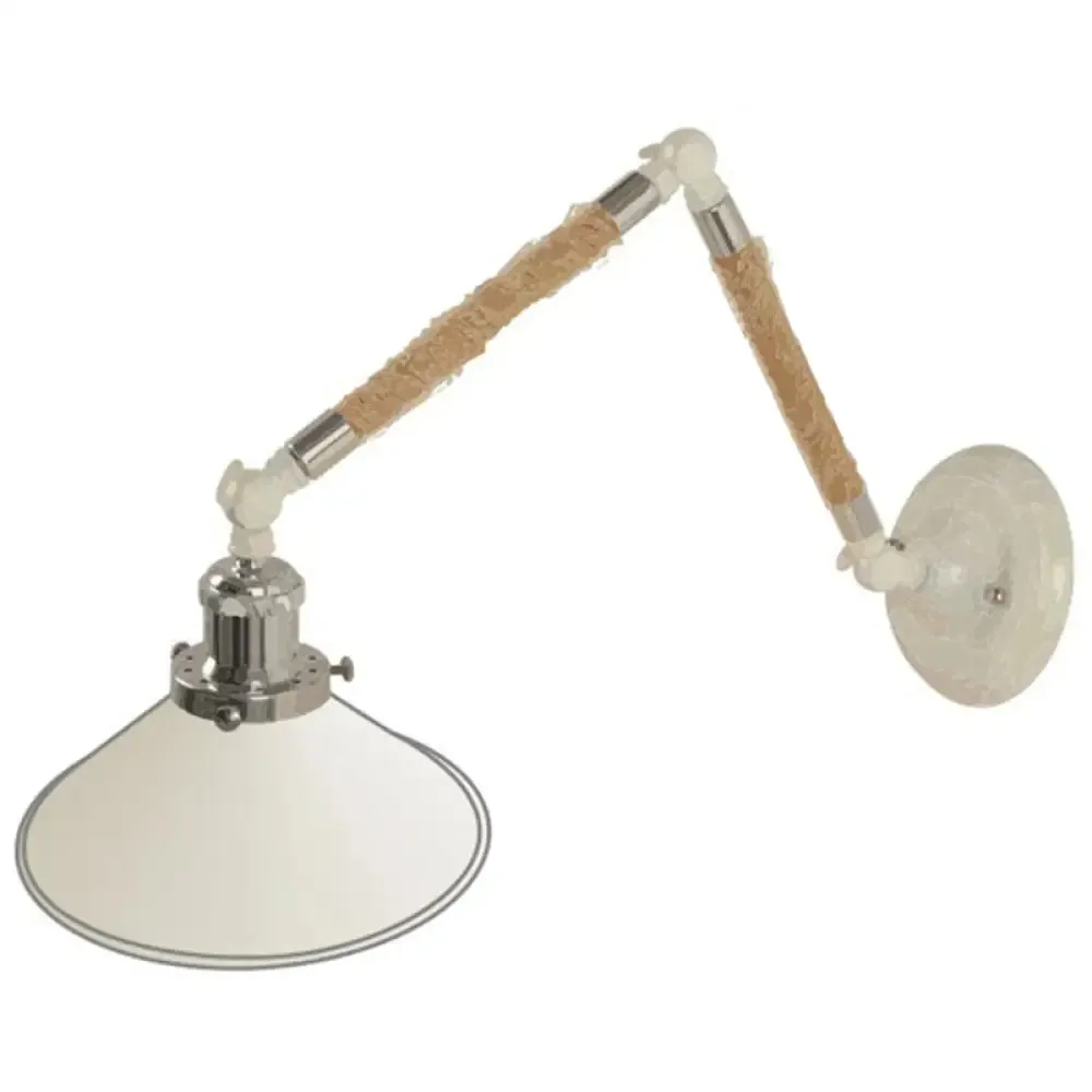 Nordic Metal Wall Sconce - White Conical Task Light with Swivelable Roped Arm