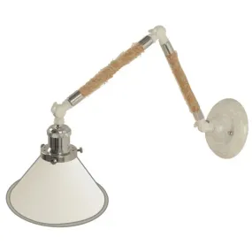 Nordic Metal Wall Sconce - White Conical Task Light with Swivelable Roped Arm