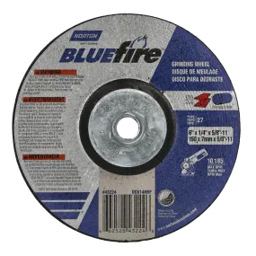 Norton 6 x 1/4 x 5/8 - 11 In. BlueFire Grinding Wheel 24 S T27 10 Count