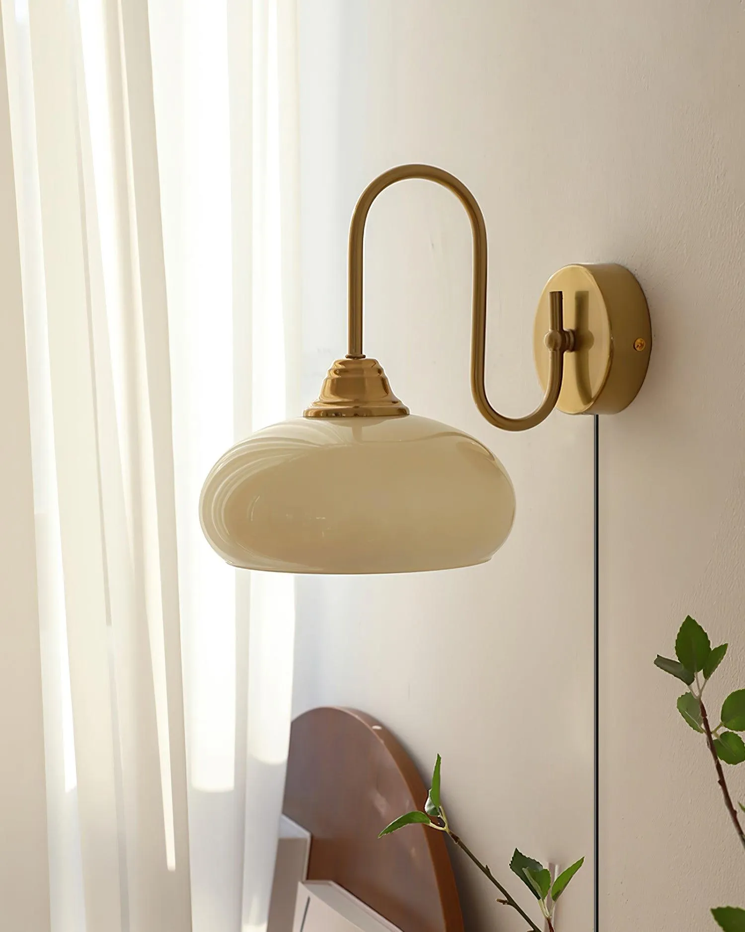 Nova Brass Plug In Wall Light