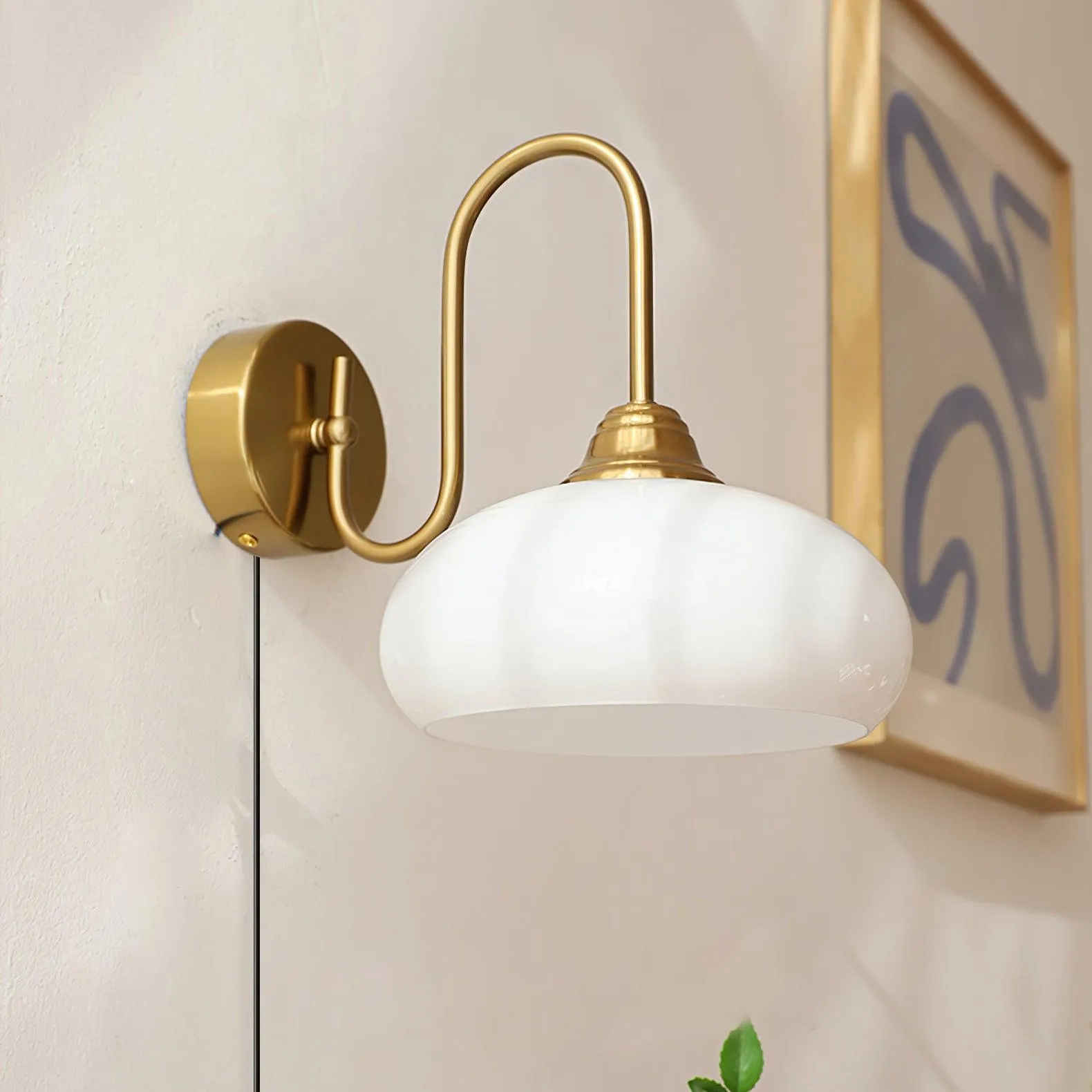 Nova Brass Plug In Wall Light