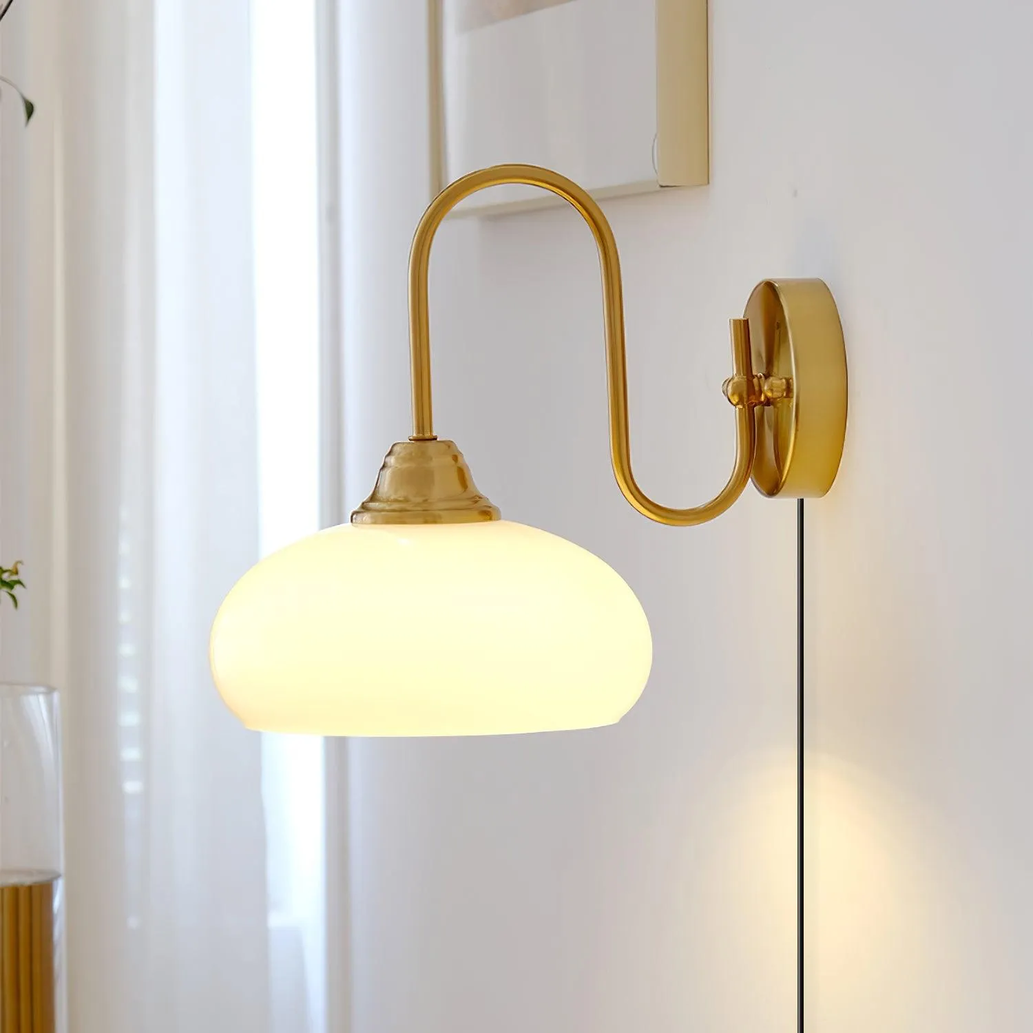 Nova Brass Plug In Wall Light