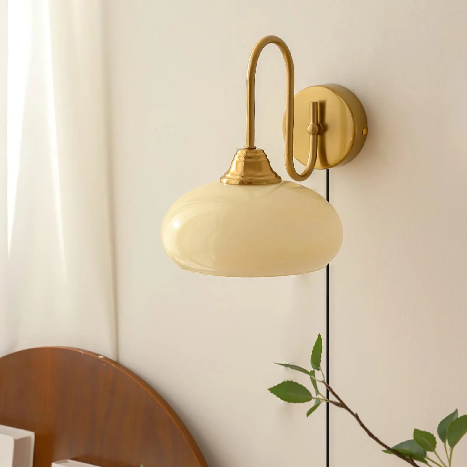 Nova Brass Plug In Wall Light