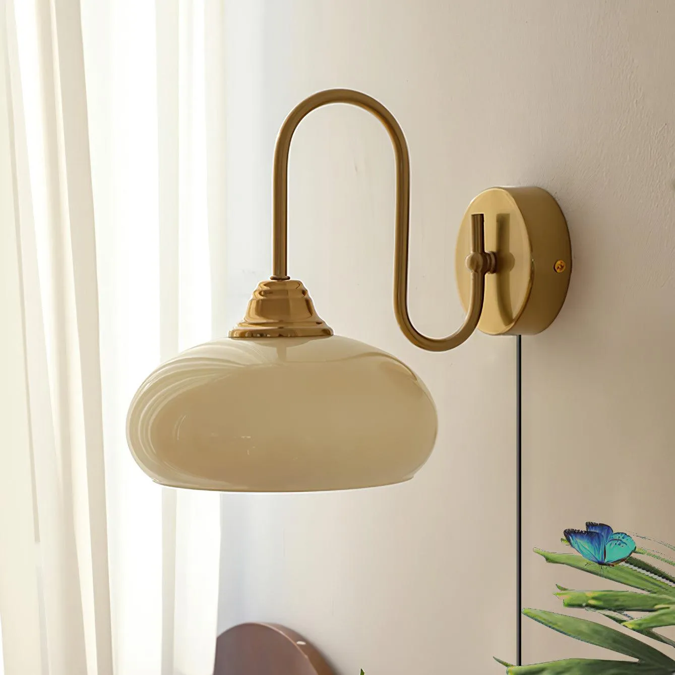 Nova Brass Plug In Wall Light