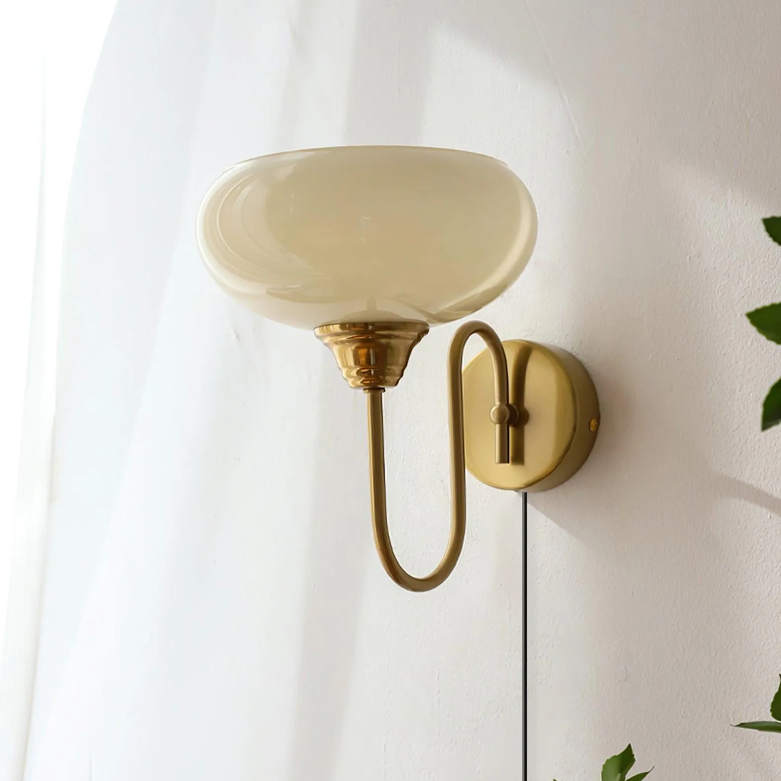 Nova Brass Plug In Wall Light