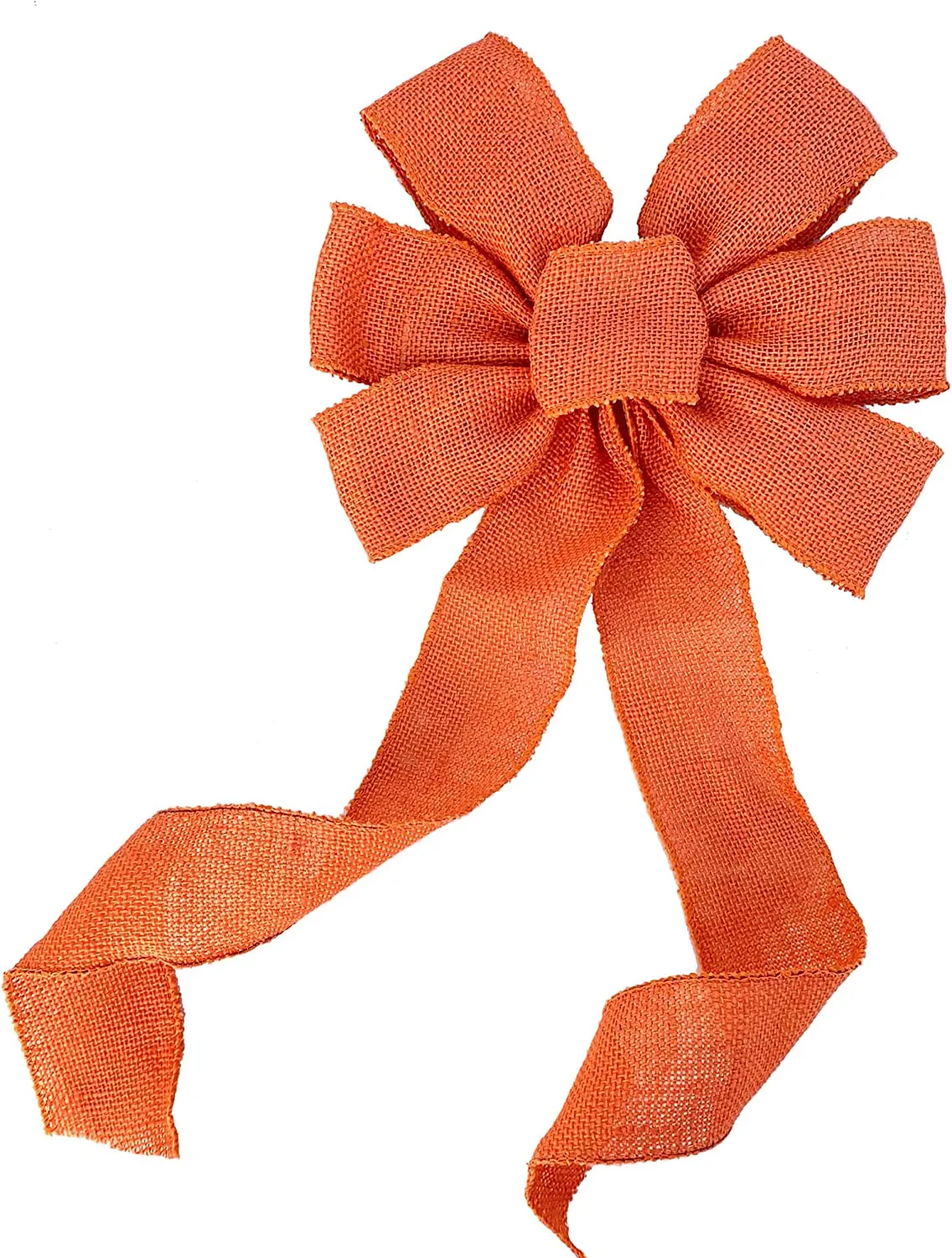 Orange Burlap Wreath Bow - 10" Wide, 18" Long Tails