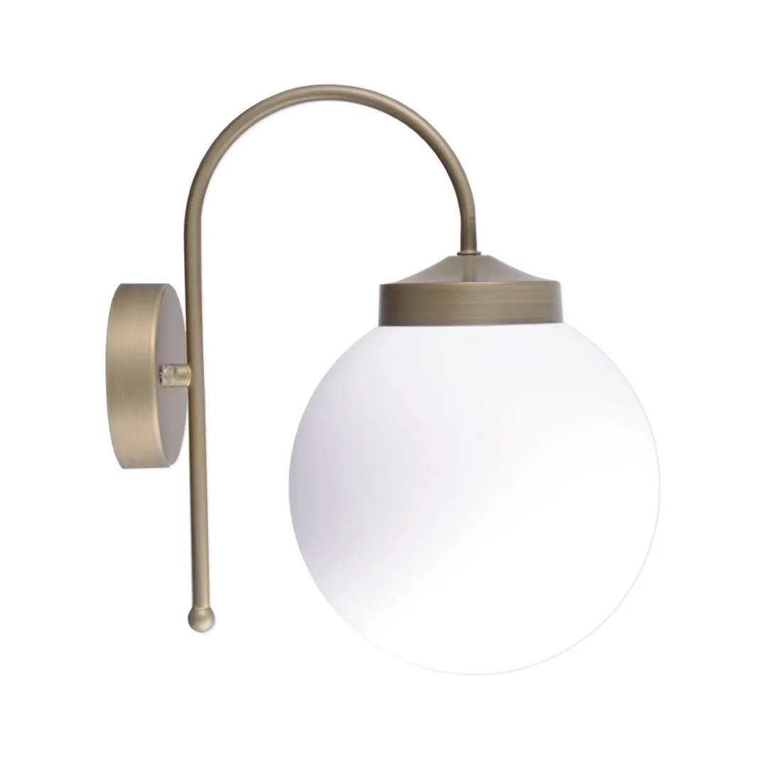 P Shape Gold Globe Wall Light