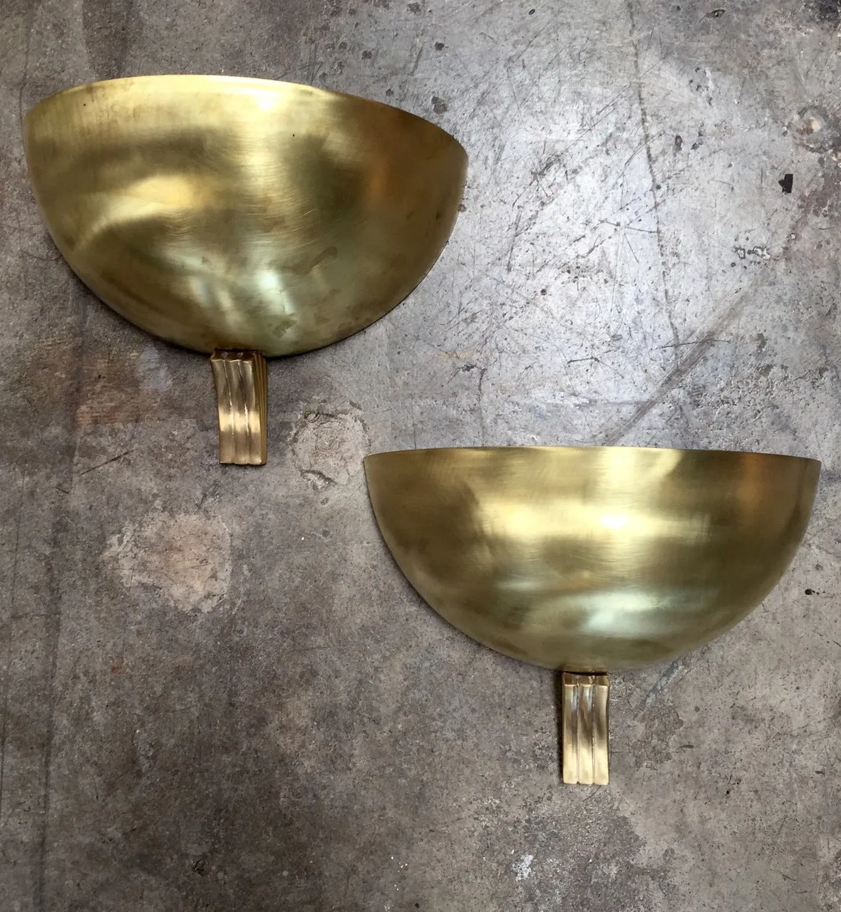 Pair of Italian Half Moon in Brass Wall Lights