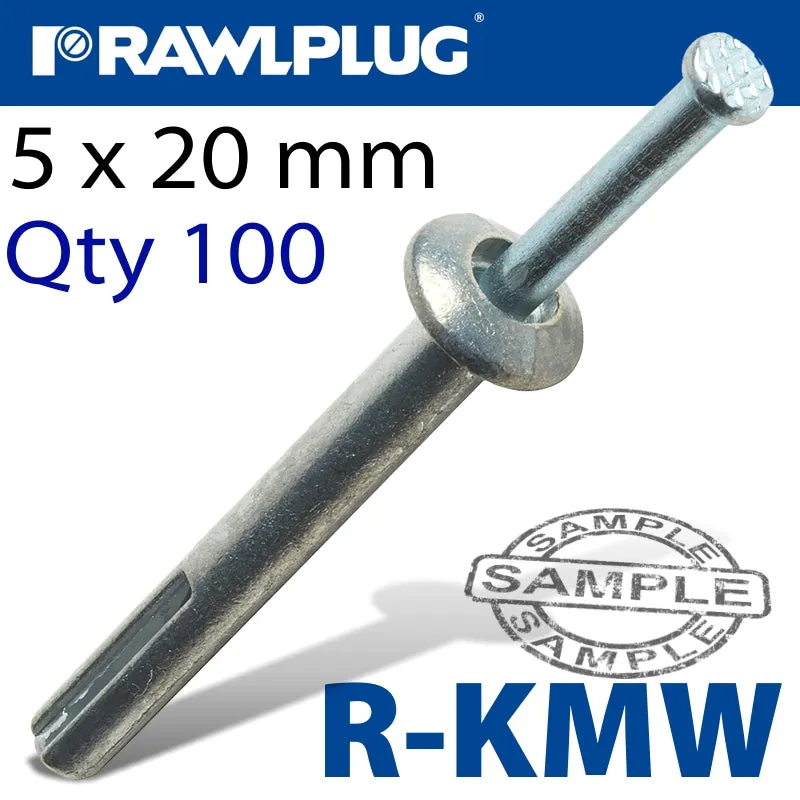 RAWLPLUG KMW METAL NAIL-INFIXING 5X20MM X100 PER BOX RAW R-KMW-05020